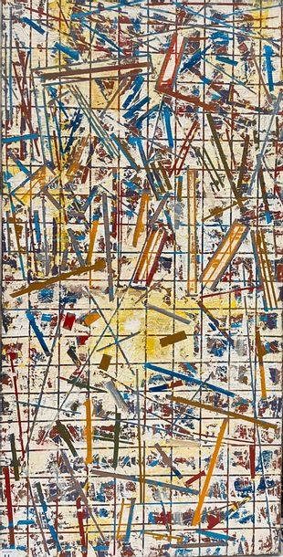 Artwork by Gilbert Pélissier, Gilbert PELISSIER (Born 1924) Four geometric compositions Mixed media on canvas, Made of mixed media on canvas