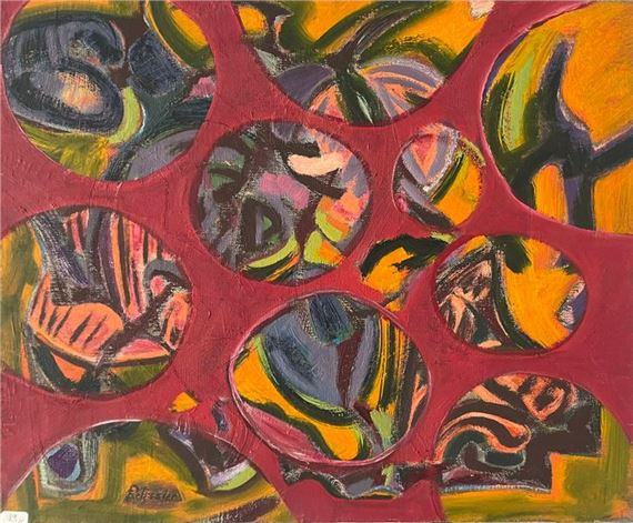 Gilbert PELISSIER (Born 1924) Five circular compositions Mixed media by Gilbert Pélissier, 1987