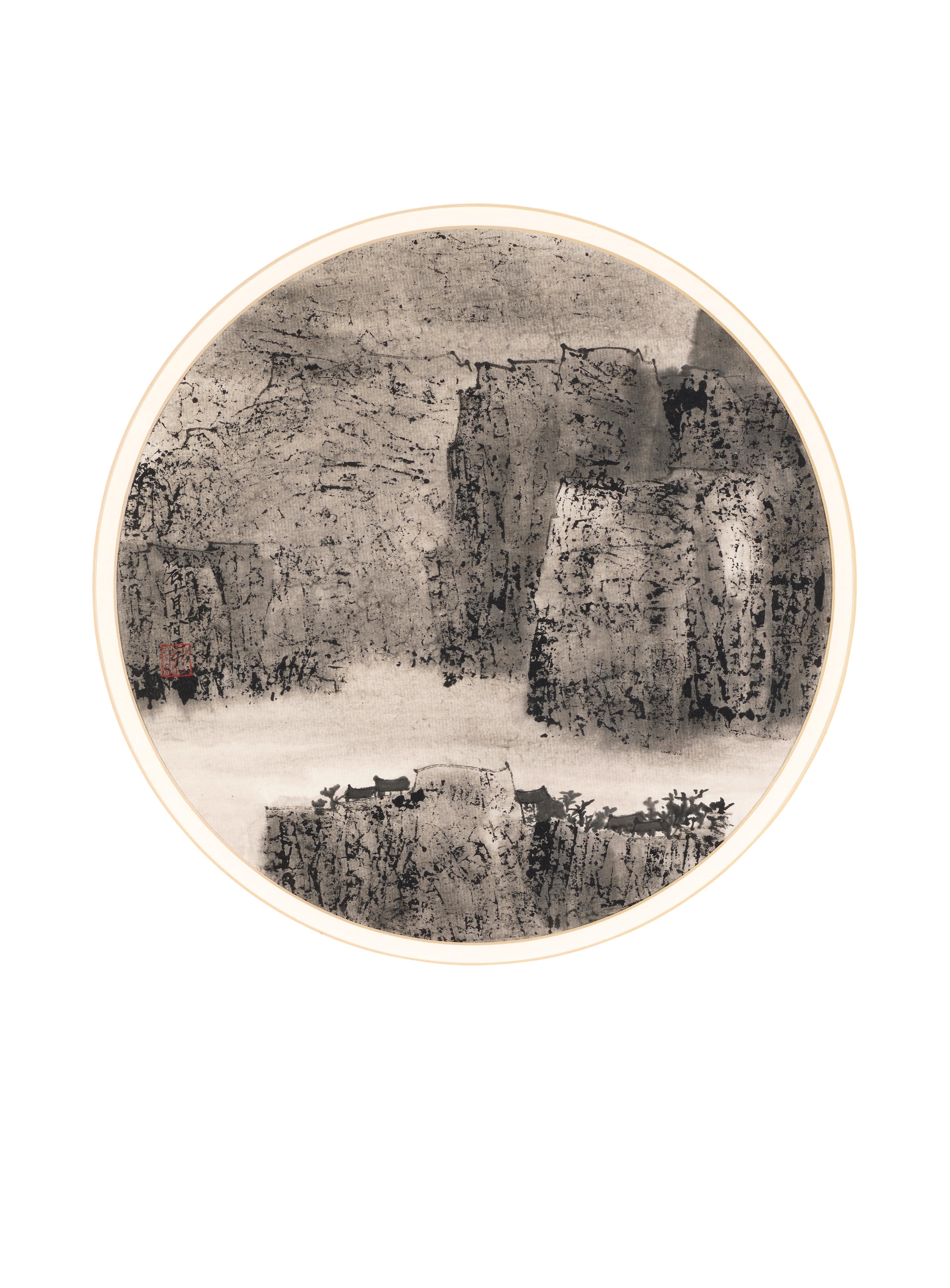 Three Round Landscapes, 1988 - Wang Jiqian