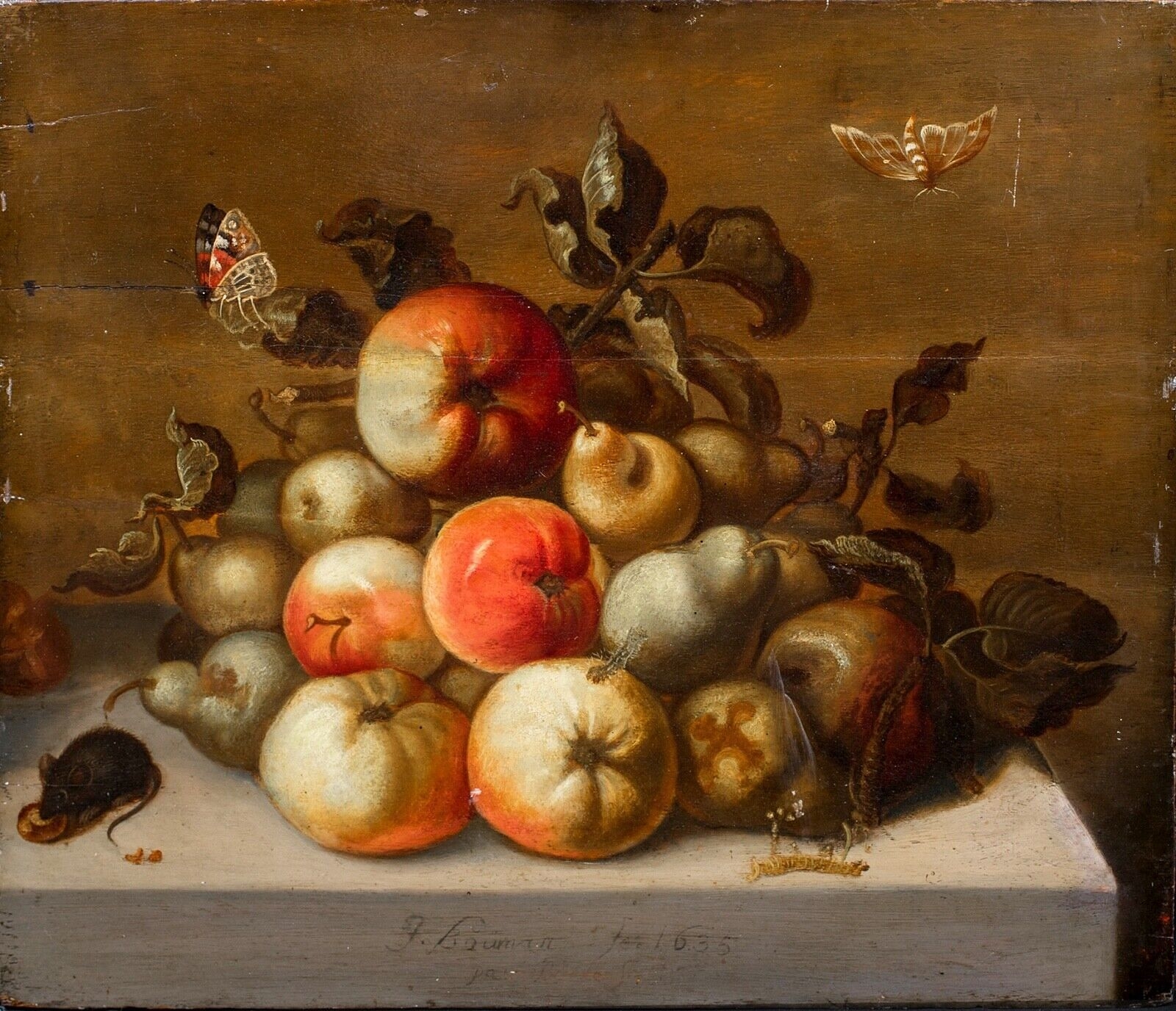 STILL LIFE OF FRUIT AND INSECTS