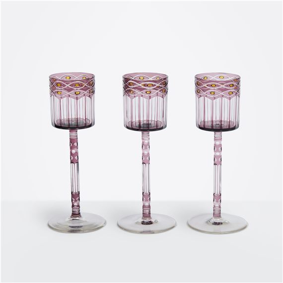 Set of Three Wine Glasses by Otto Prutscher, circa 1912