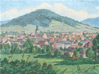 "Künzelsau", Ansicht von Künzelsau im Sommer, unten rechts sign, rückseitig handschriftlich bet. - Leo Hubert Braun