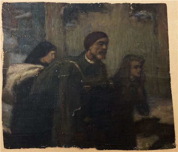 Pályaudvaron (apa, lánya, apáca) by Sándor Basilides