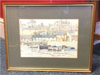 view of a Devon harbour with boats - M. Gibbons