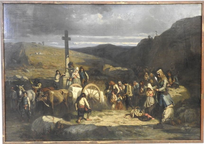 Artwork by Alexandre-Marie Guillemin, Brittany - The funeral procession, Made of oil on canvas