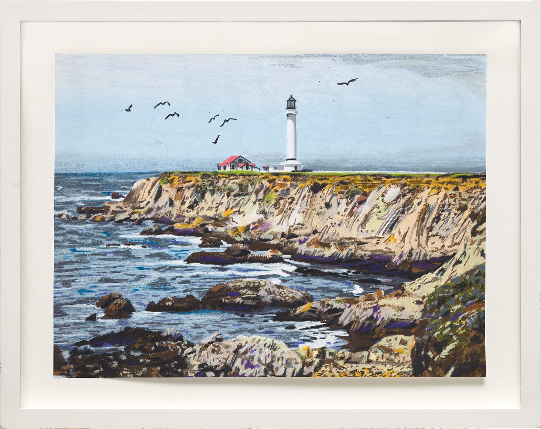 Artwork by Hilary Pecis, Lighthouse Drawing, Made of colored pencil on paper