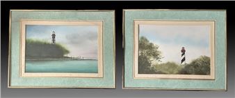 PAIR OF ORIGINAL WATERCOLORS. HATTERAS LIGHT AND 1 - Rob Renckowski