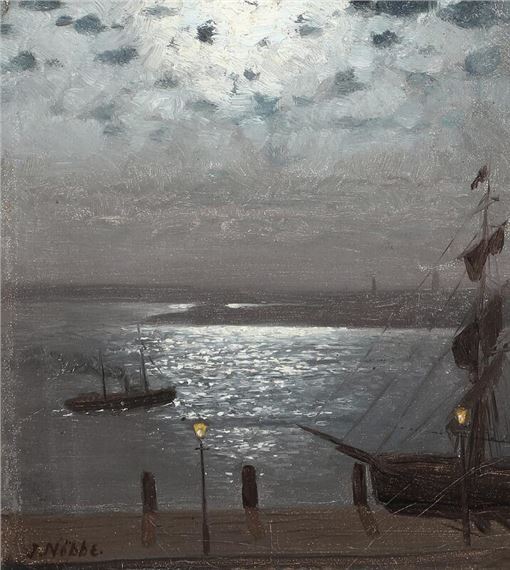 Moonlight over Flensburg Fjord by Jacob Nöbbe