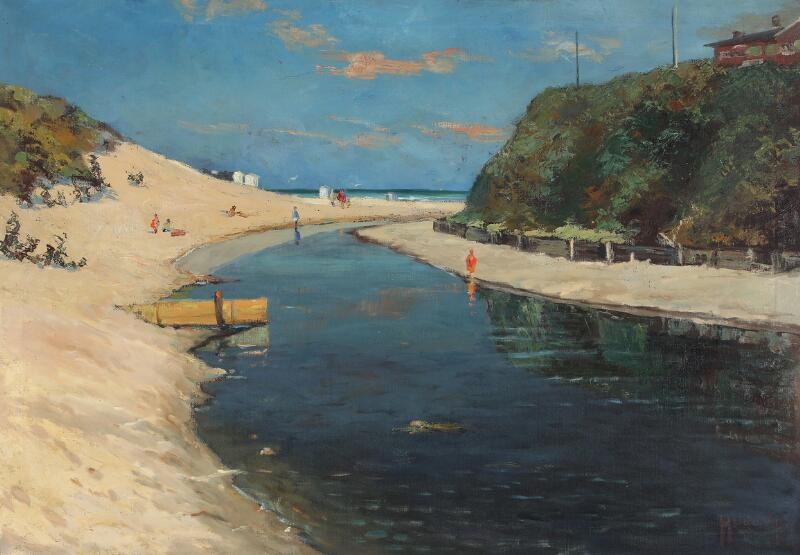 Hugo Vilfred Pedersen | Beach scenery with walking people (1870 ...