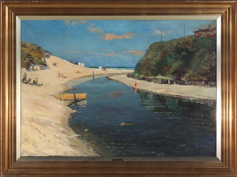 Hugo Vilfred Pedersen | Beach scenery with walking people (1870 ...