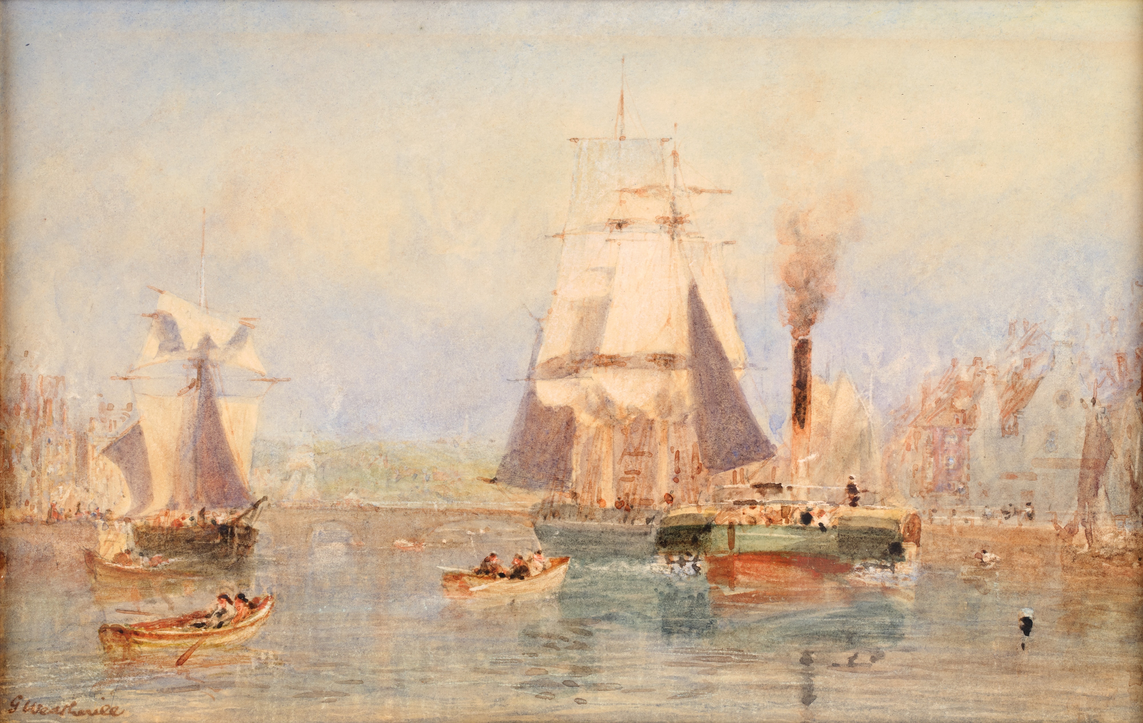 George Weatherill | Lower Harbour Whitby, looking towards the Old ...