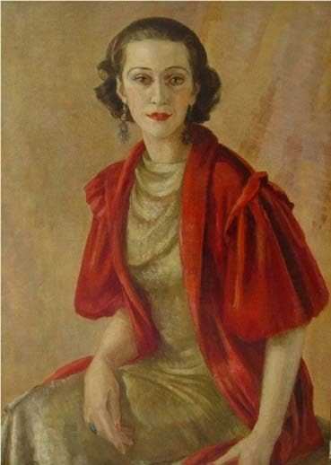 PORTRAIT OF A LADY WEARING A RED SHAWL by Hedwig Esther Pilitz