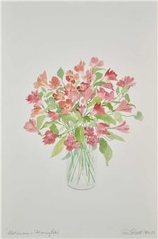 RED WITH RED BEGONIAS - Paul Gell