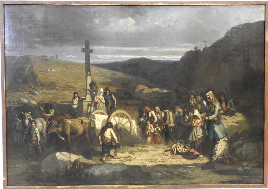 Artwork by Alexandre-Marie Guillemin, Brittany - The funeral procession, Made of oil on canvas