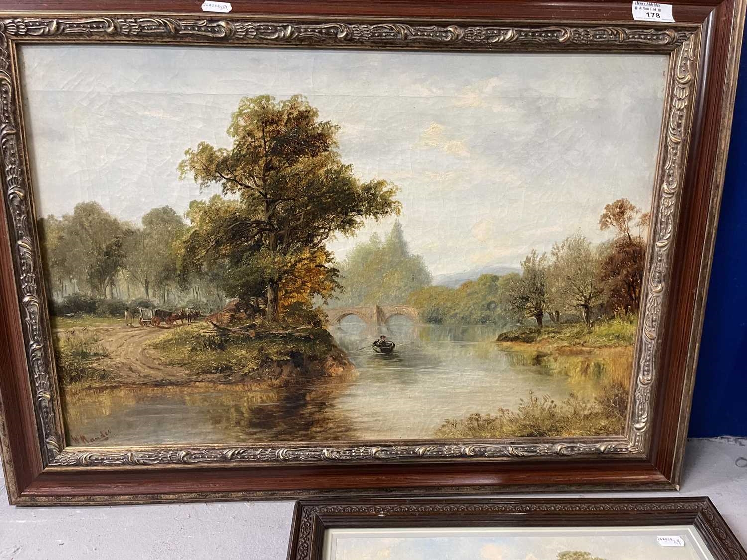 Artwork by W. H. Mander, landscape with horses, Made of oil on canvas