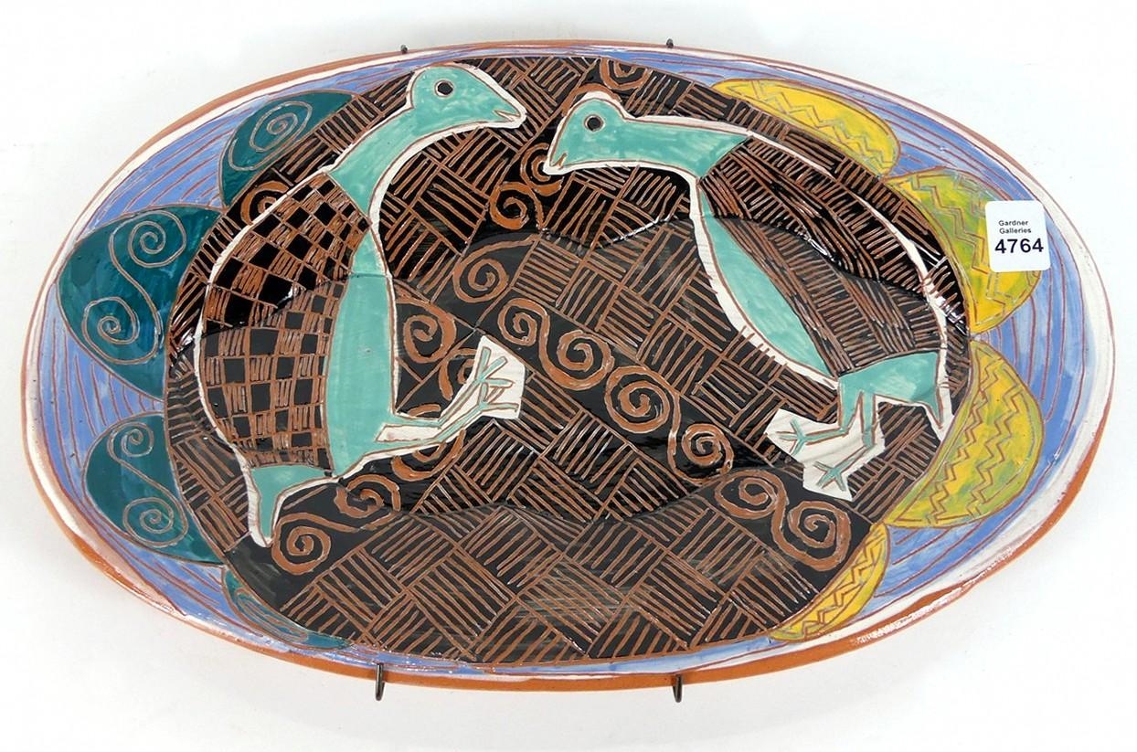 Susan Day | Colourful clay charger with images of turtles (1987 ...