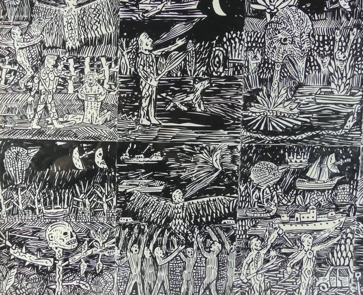 Kim Moodie | Large scale India ink drawing on paper with dividual ...