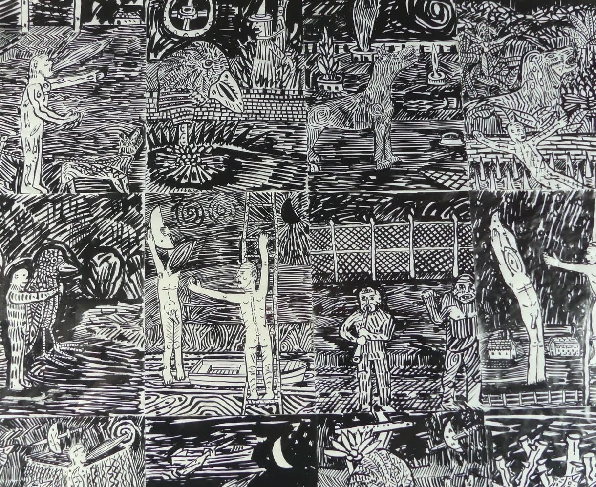 Kim Moodie | Large scale India ink drawing on paper with dividual ...