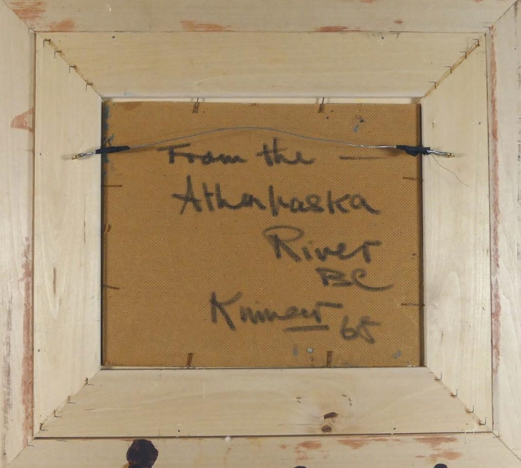 Artwork by John H. Kinnear, From the Athawaska river, B.C, Made of oil on Masonite