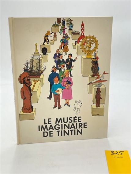 Le Musée imaginaire de Tintin. Brux, Société des expositions du Palais des Beaux-Arts, 1979, 4°, 45 p., publisher's hardback. Complete with black line plate 22bis. First edition with a small drawing signed and dedicated by Hergé. A fine copy