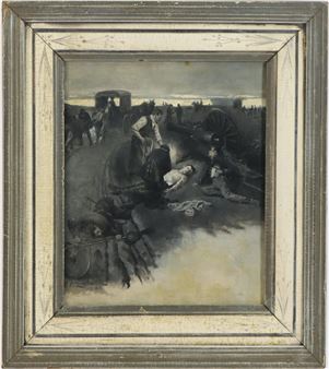 Civil War battlefield scene with the dead and wounded being tended to - Rufus Fairchild Zogbaum