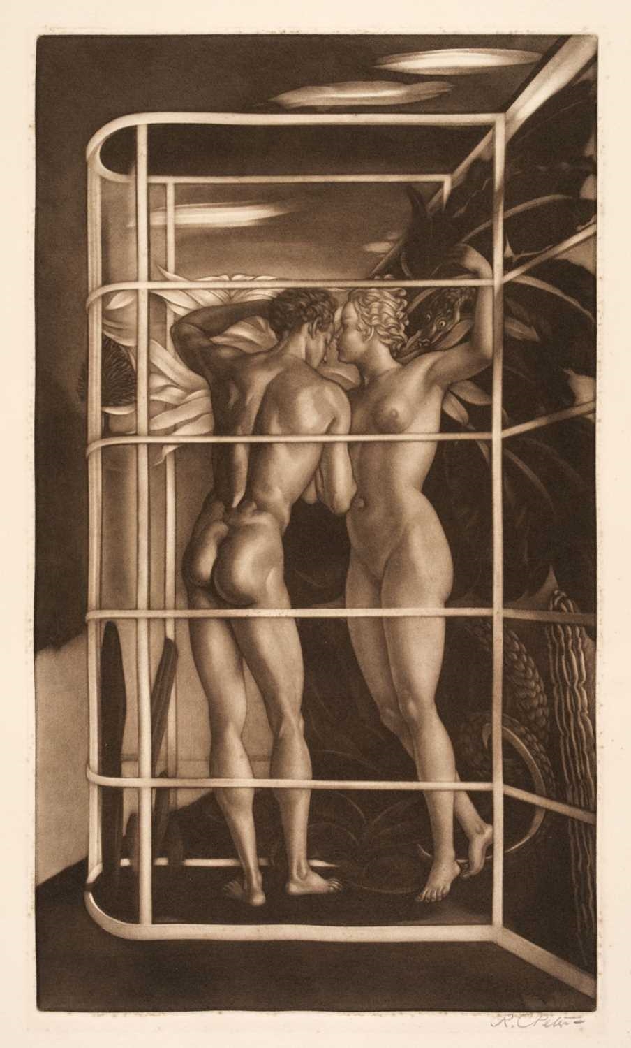Artwork by Robert Charles Peter, Winter Garden, Made of mezzotint on thick wove paper