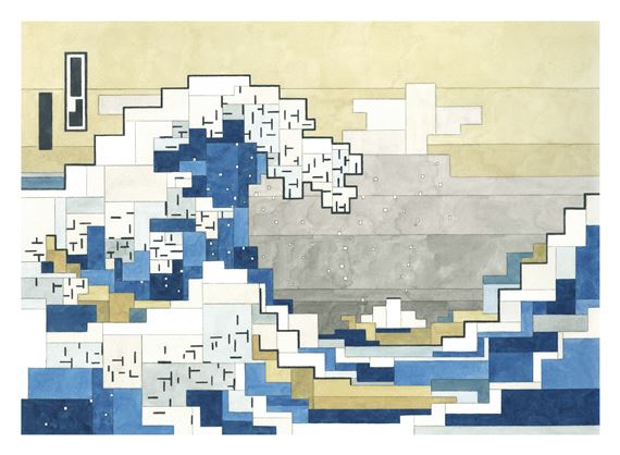 Adam Lister | A Group of Three Paintings After Hokusai (2024) | MutualArt