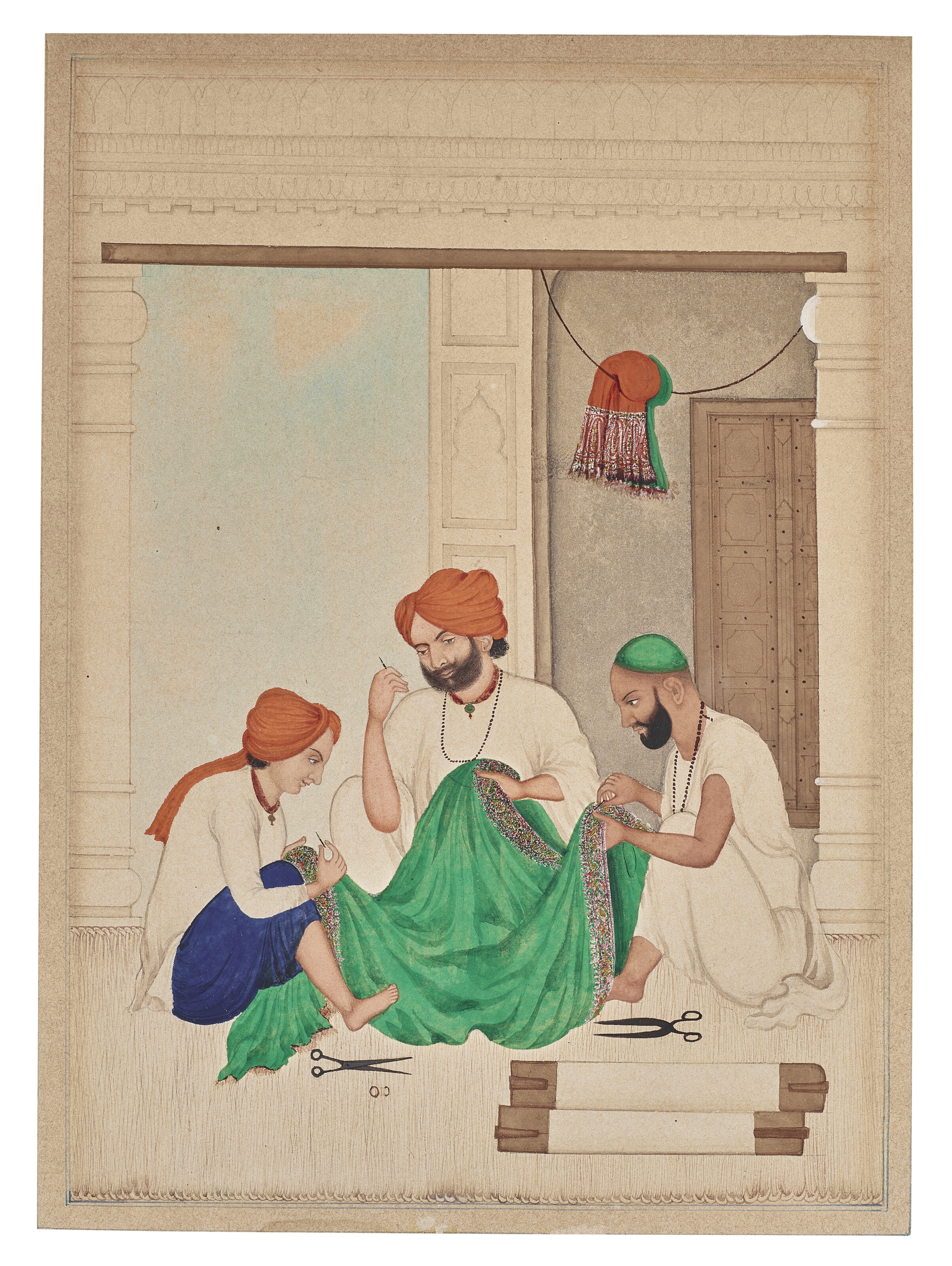 A PORTRAIT OF KASHMIR DARNERS - Punjab School, 19th Century