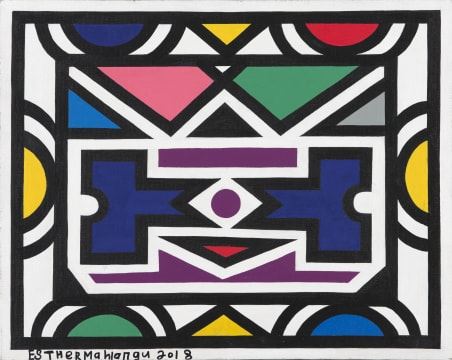 Untitled (Blue Central Motif by Esther Mahlangu, dated 2018