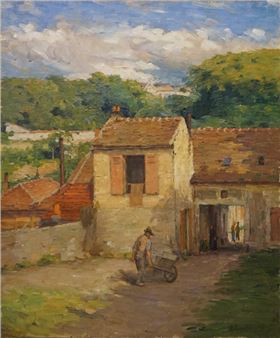 Cour de ferme animée - Alphonse Roubichon