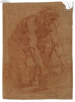 Homme agenouillé les mains sur une pierre - Ercole Procaccini Il Vecchio