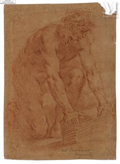 Homme agenouillé les mains sur une pierre - Ercole Procaccini Il Vecchio