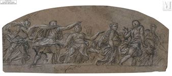 Sarabande de personnages : projet de lunette - Henri-Antoine de Favanne