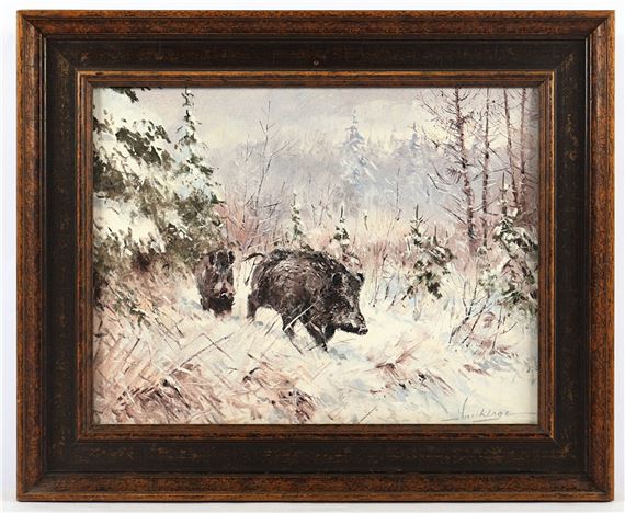 "Sauen im Winterwald" by Karl Hellmut Snethlage, 1925