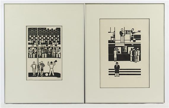 2 Grafiken by Gerd Arntz, 1927