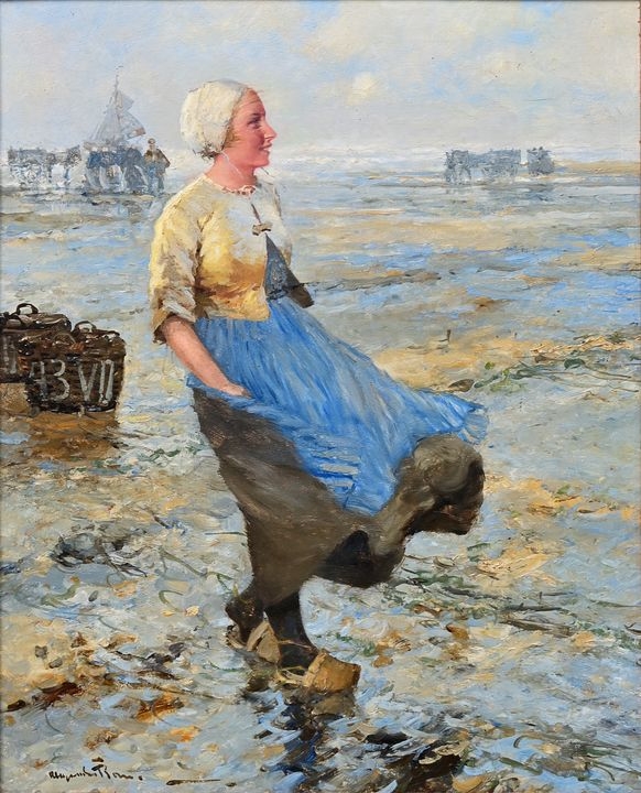 Alexander Rau | Fisher's woman at the beach | MutualArt