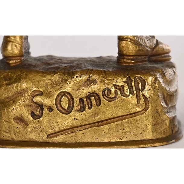 Artwork by S. Omerth, OMERTH S. RADIATOR CAP in bronze and chryselephantine... - Lot 155 - Herbette, Made of bronze