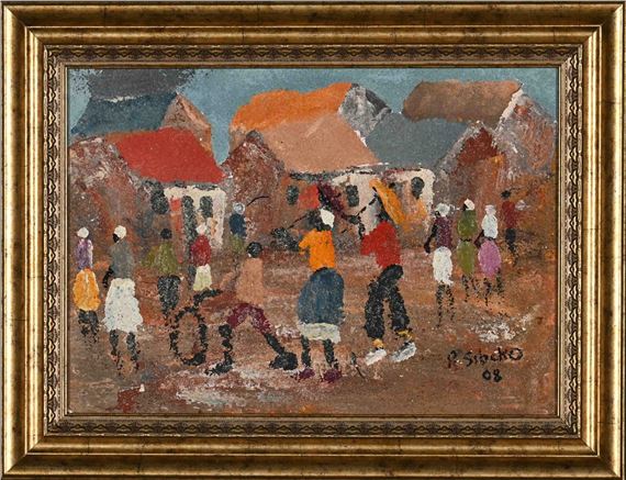 Figures in a Township by Peter Sibeko, dated 2008