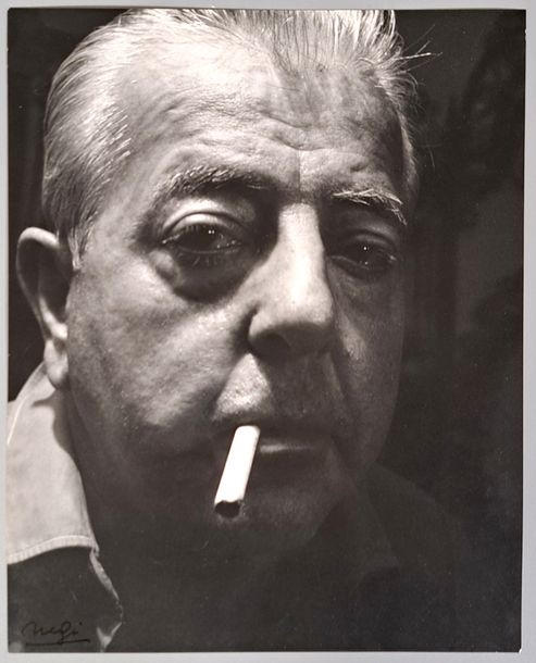 Portrait of the poet Jacques Prévert in Antibes. Circa 1957. - Louis Ingigliardi