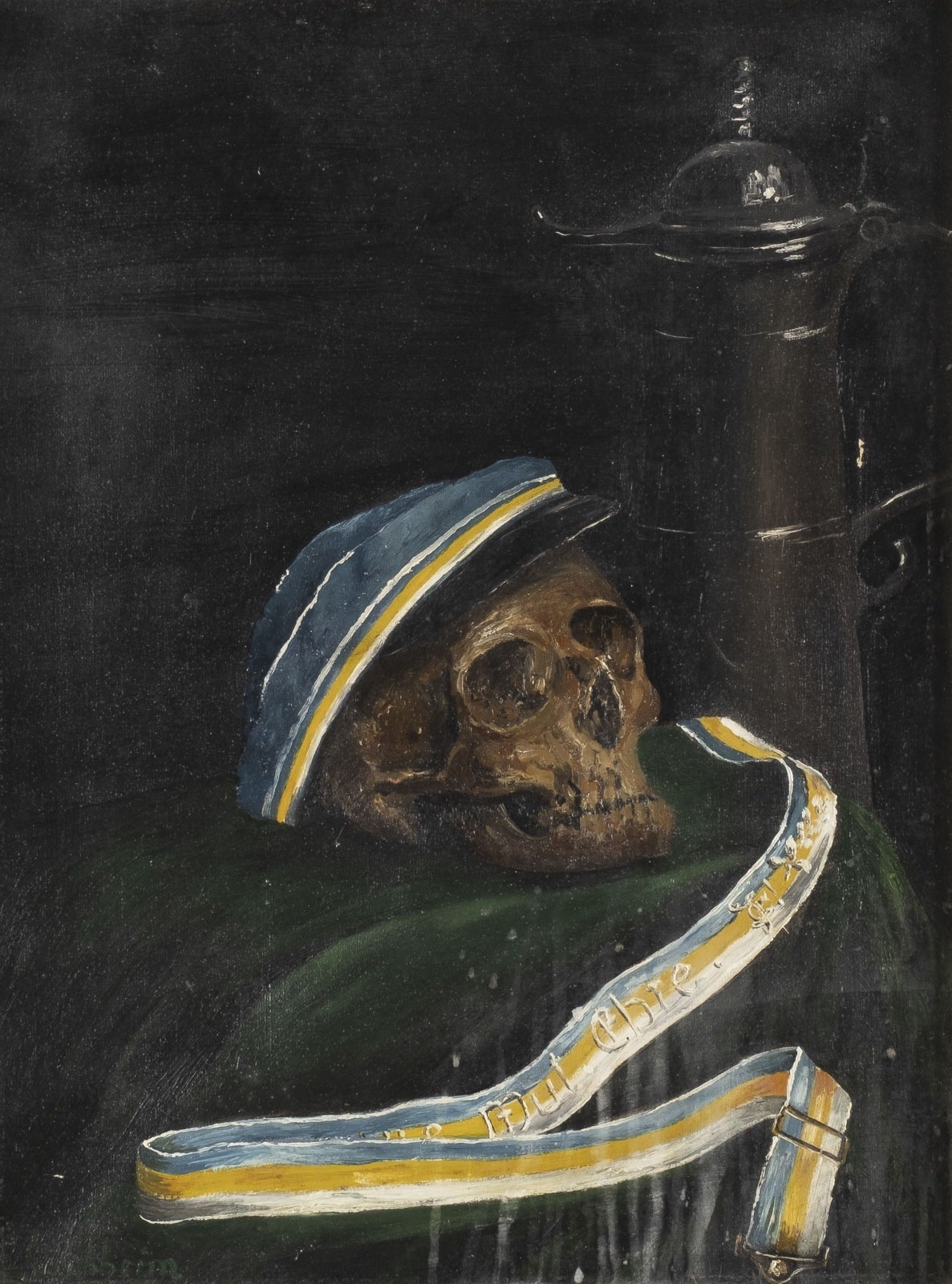 Artwork by Lothar-Günther Buchheim, STILL LIFE WITH SKULL, Made of Oil on canvas