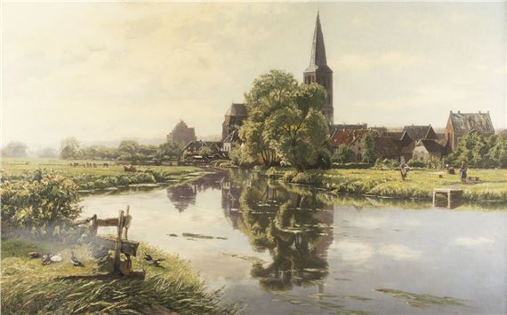 ON A SUNNY DAY BY THE RIVER - Eduard Spoerer