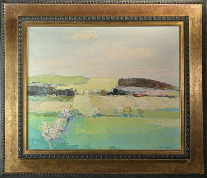Artwork by Joseph A. Muslin, Fields in spring (Sundgau landscape), Made of Oil on canvas
