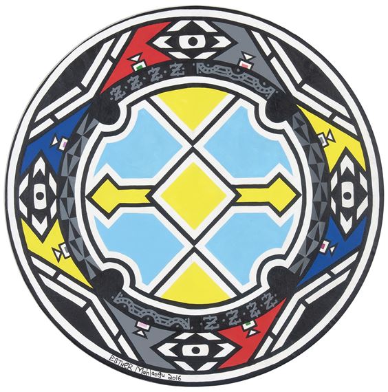  NDEBELE CIRCLE by Esther Mahlangu, dated 2016