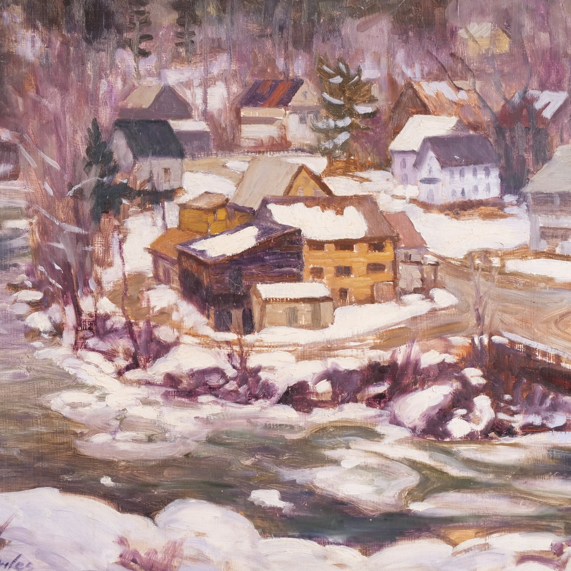Kenneth Knowles | River town in winter | MutualArt