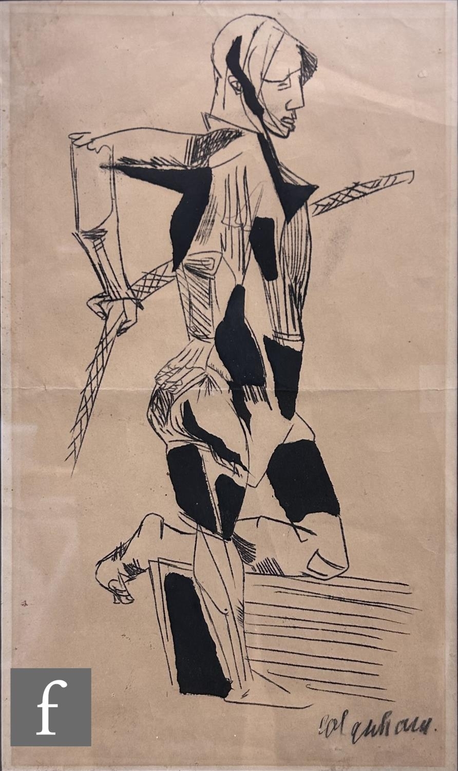 Robert Colquhoun | A standing figure with leg raised | MutualArt