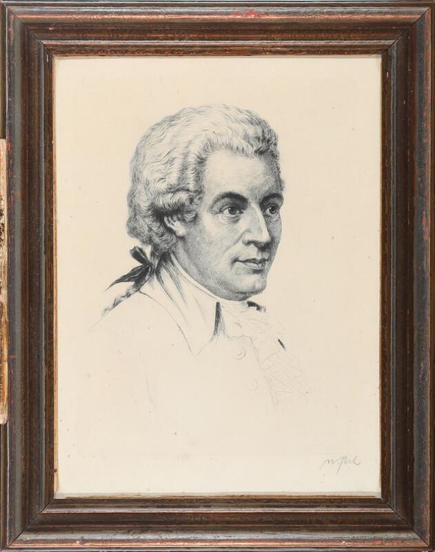 Artwork by Waldemar Pech, Portrait of Wolfgang Amadeus Mozart, Made of Etching