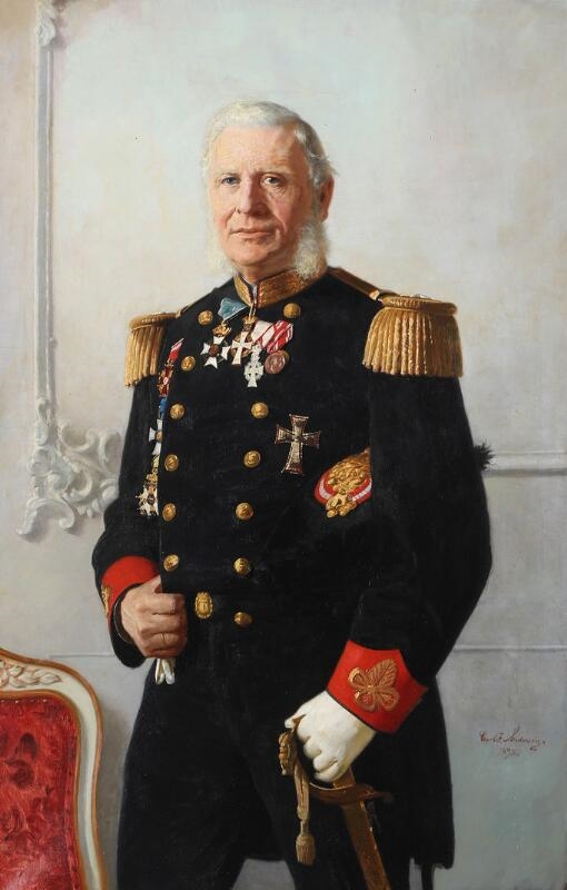 Artwork by Carl Ferdinand Andersen, A portrait of the Danish rear-admiral M, Made of Oil on canvas