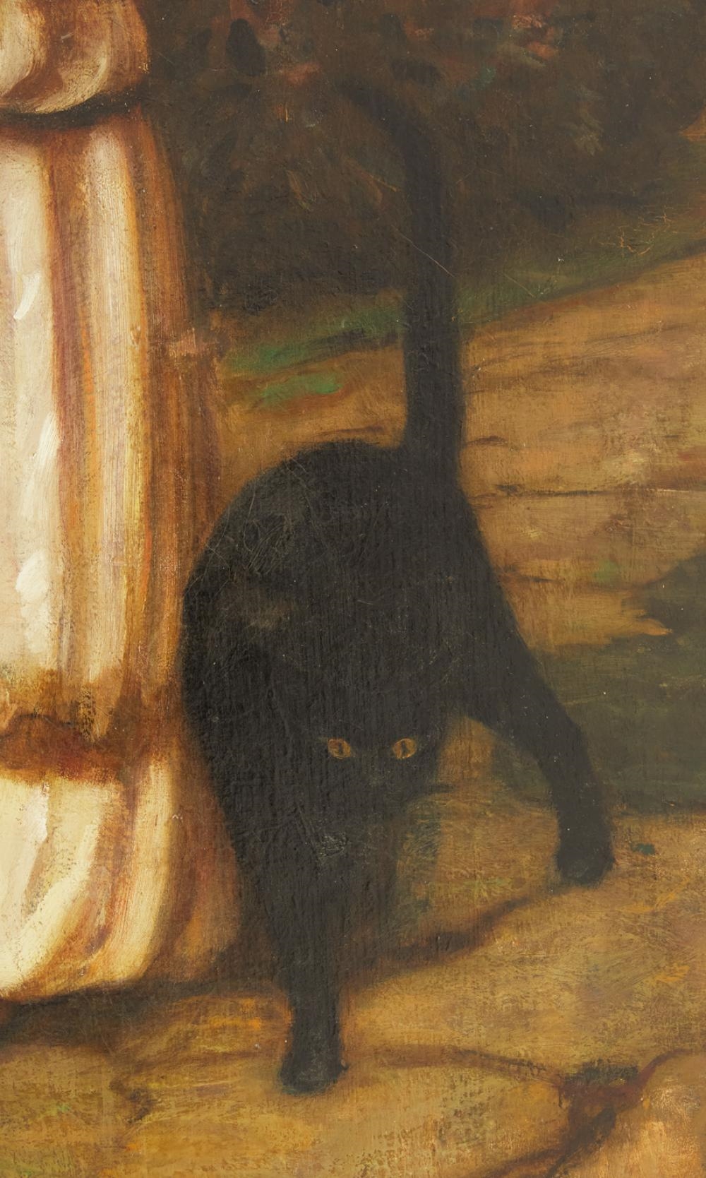 Artwork by Amanda Brewster Sewell, Portrait of a Lady, Black Cat by Her Feet", 1911, Made of oil on canvas