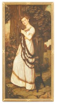 Portrait of a Lady, Black Cat by Her Feet", 1911 - Amanda Brewster Sewell