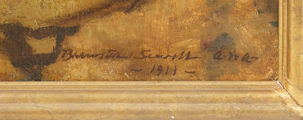 Artwork by Amanda Brewster Sewell, Portrait of a Lady, Black Cat by Her Feet", 1911, Made of oil on canvas